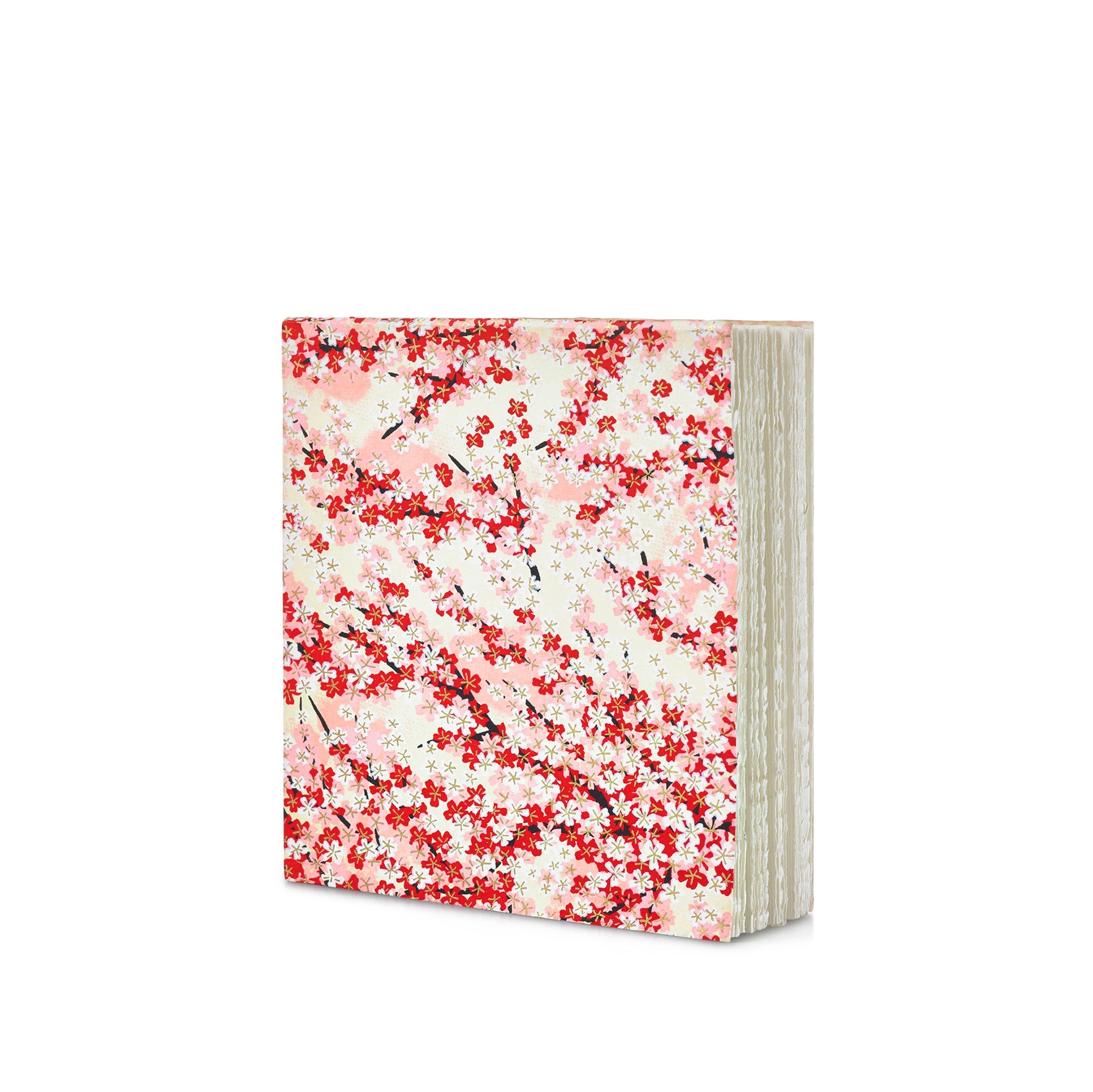 Handprinted Japanese Chiyogami Covered Sketchbook, Cherry Blossom, 20cm x 17cm