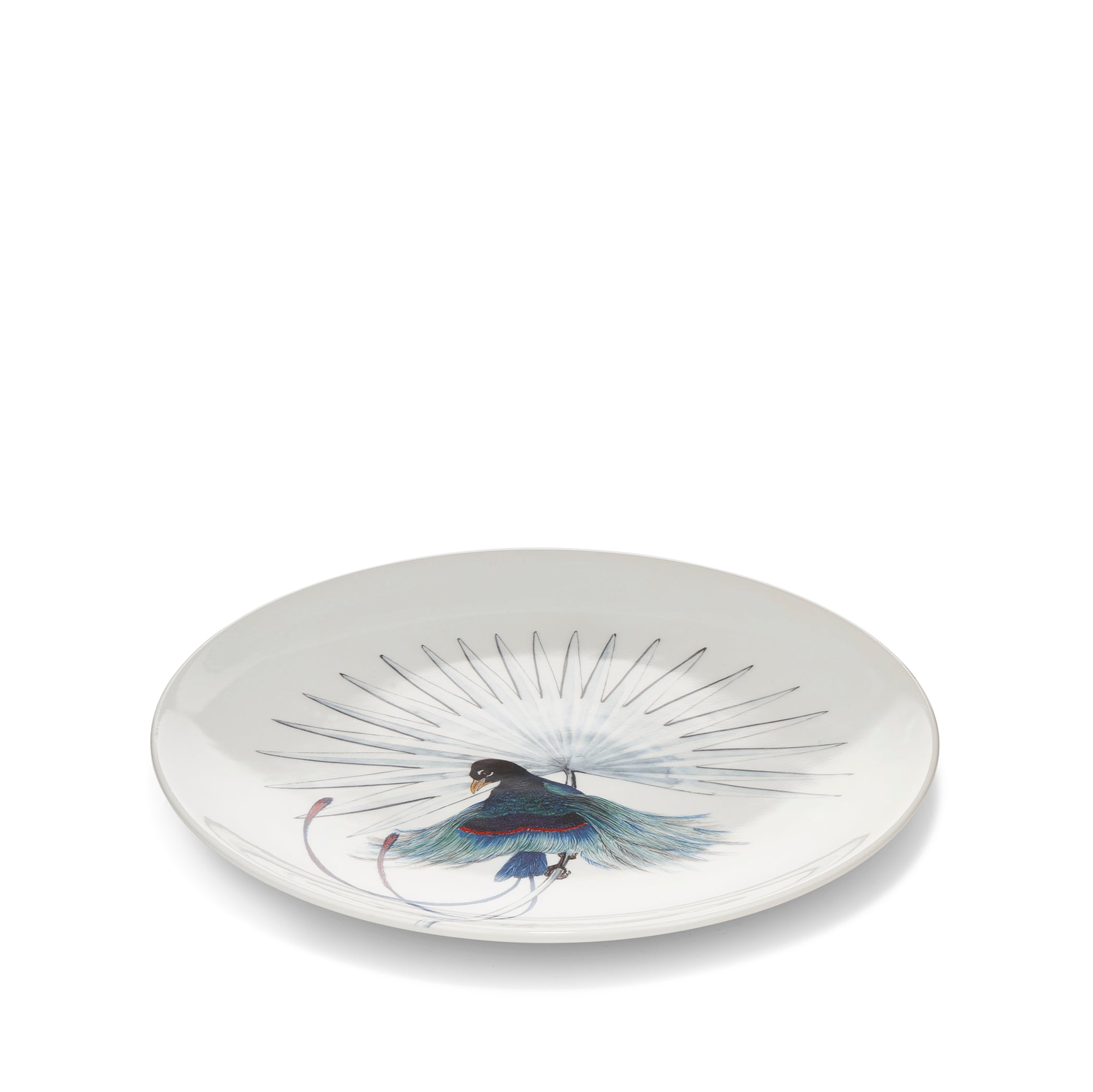 Bird Of Paradise Dinner Plate in White With Blue & Purple Bird, 25cm
