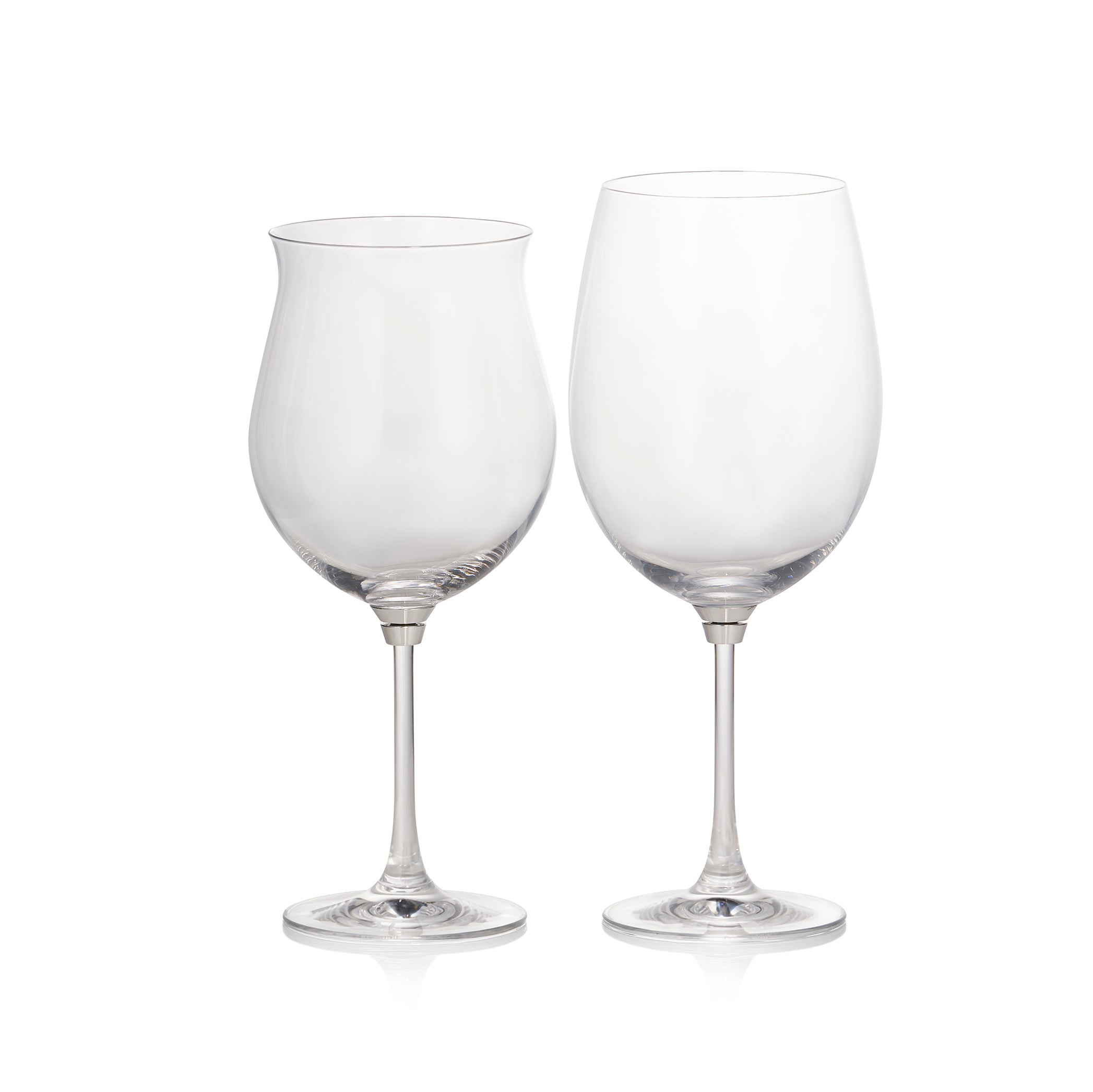 Set of Two Handblown Rotating Wine Tasting Glasses in Silver