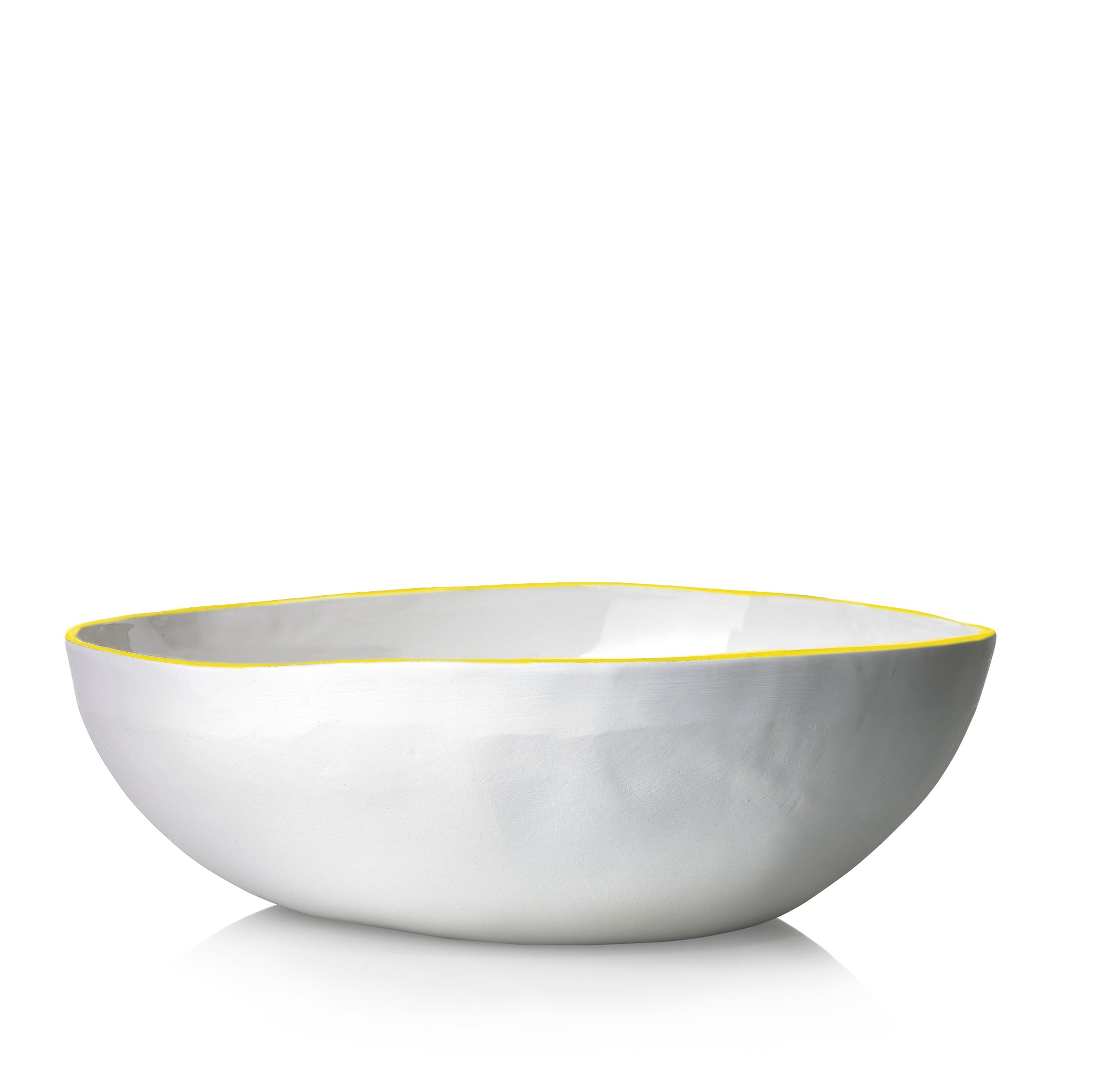 Summerill & Bishop Handmade 30cm Porcelain Medium Salad Bowl with Yellow Rim