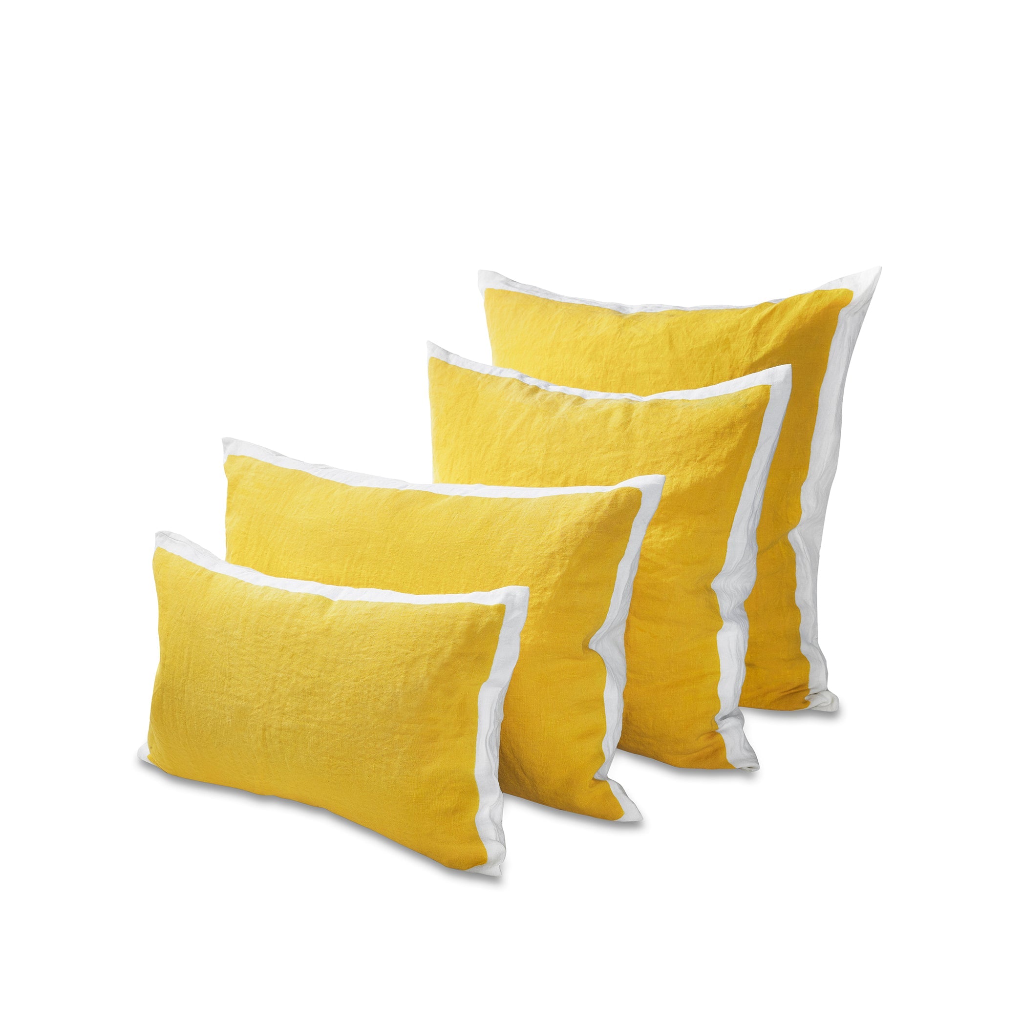 Hand Painted Linen Cushion in Lemon Yellow, 60cm x 40cm